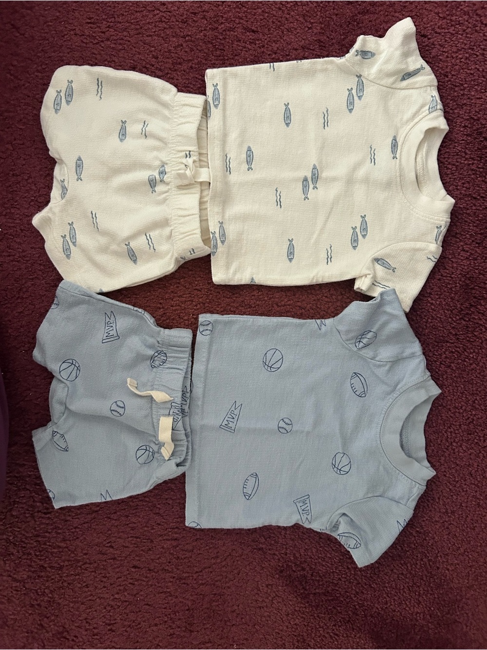 Babies Two-Piece Playset in Cream and Light Blue